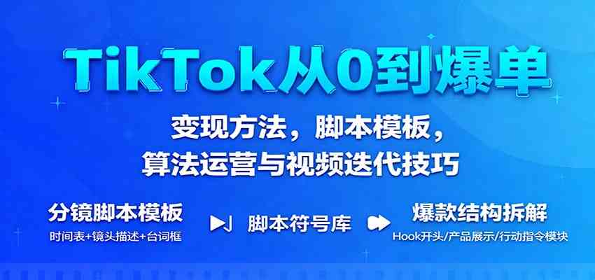 TikTok从0到爆单:变现方法,脚本模板,算法运营与视频迭代技巧-立业有术