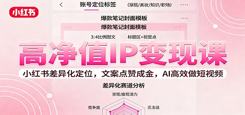 高净值IP变现课:小红书差异化定位,文案点赞成金, AI高效做短视频-立业有术