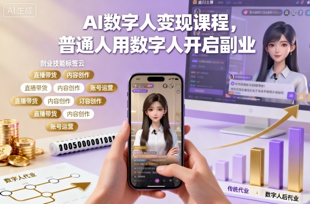 AI数字人变现课程,普通人用数字人开启副业-立业有术
