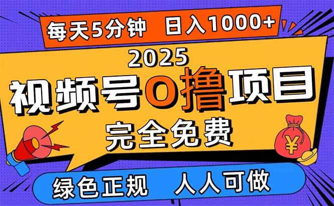 (16388期)2025视频号0撸项目,5分钟一个号,日入1000+,人人可做-立业有术