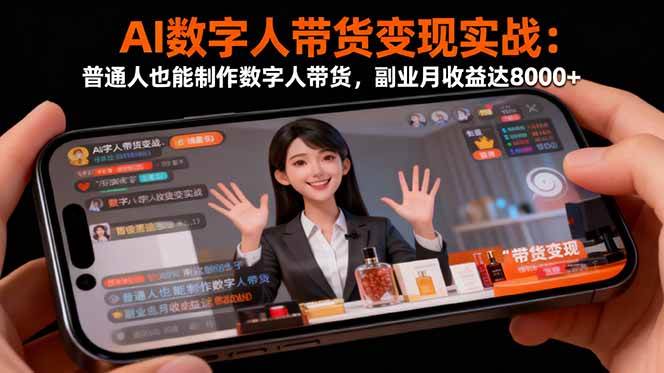(16377期)AI数字人带货变现实战:普通人也能制作数字人带货,副业月收益达8000+-立业有术