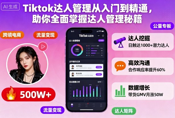 Tiktok达人管理从入门到精通,助你全面掌握达人管理秘籍-立业有术