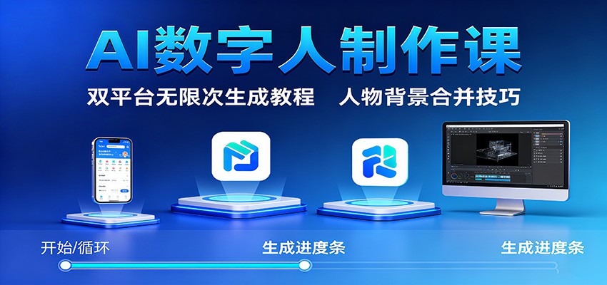 AI数字人制作课:双平台无限次生成教程,人物背景合并技巧-立业有术