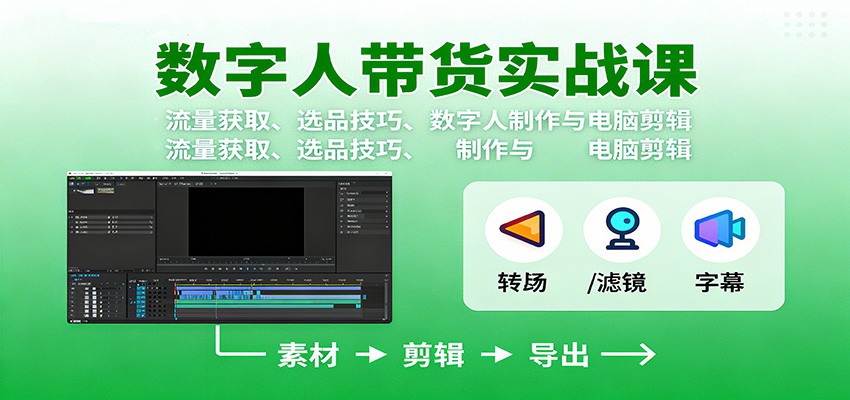 数字人变现实战课:流量获取、选品技巧、数字人制作与电脑剪辑-立业有术