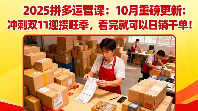 (16400期)2025拼多多运营课:10月重磅更新:冲刺双11迎接旺季,看完就可以日销千单-立业有术