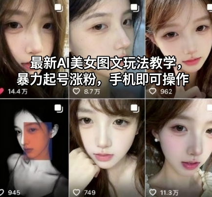 最新AI美女图文玩法教学,暴力起号涨粉,手机即可操作-立业有术