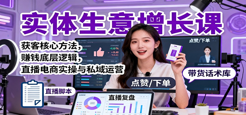 实体生意增长课:获客核心方法,赚钱底层逻辑,直播电商实操与私域运营-立业有术