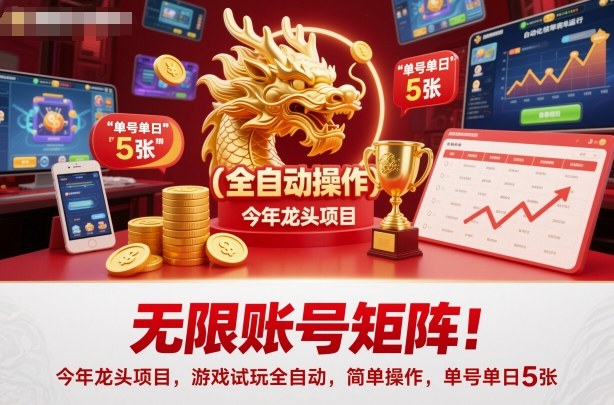 无限账号矩阵!今年龙头项目,游戏试玩全自动,简单操作,单号单日5张【揭秘】-立业有术