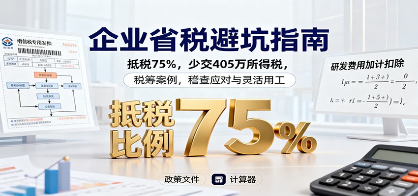 企业省税避坑指南:抵税75%,少交405万所得税,税筹案例,稽查应对与灵活用工-立业有术