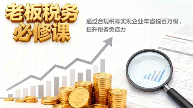 (16426期)老板税务必修课,通过合规税筹实现企业年省税百万级,提升税务免疫力-立业有术