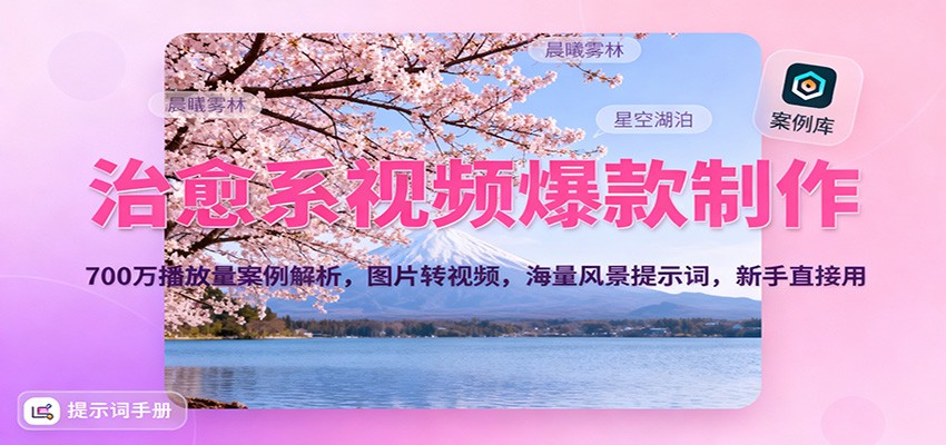 治愈系视频爆款制作,700万播放量案例解析,图片转视频,海量风景提示词,新手直接用-立业有术