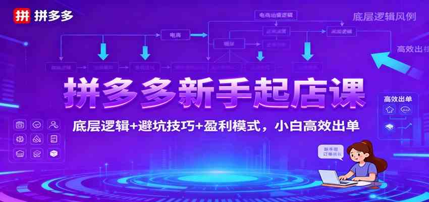 拼多多新手起店课:底层逻辑+避坑技巧+盈利模式,小白高效出单-立业有术