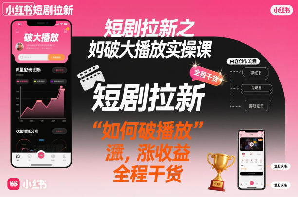 短剧拉新之小红书如何破大播放实操课,如何破播放,涨收益,全程干货-立业有术