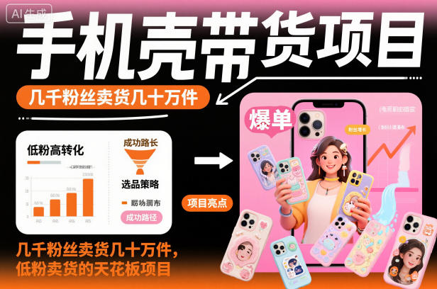 手机壳带货项目,几千粉丝卖货几十万件,短视频低粉卖货的天花板项目-立业有术