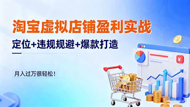 (16387期)淘宝虚拟店铺盈利实战:定位+违规规避+爆款打造,月入过万很轻松!
