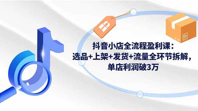 (16593期)抖音小店全流程盈利课:选品+上架+发货+流量全环节拆解,单店利润破3万-立业有术