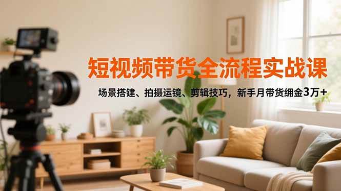 (16680期)短视频带货全流程实战课,场景搭建、拍摄运镜、剪辑技巧,新手月带货佣金3万+-立业有术