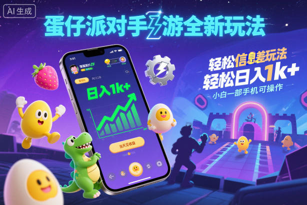 蛋仔派对手游全新玩法,轻松日入1k+,风口信息差玩法,当天见收益,小白一部手机可操作-立业有术
