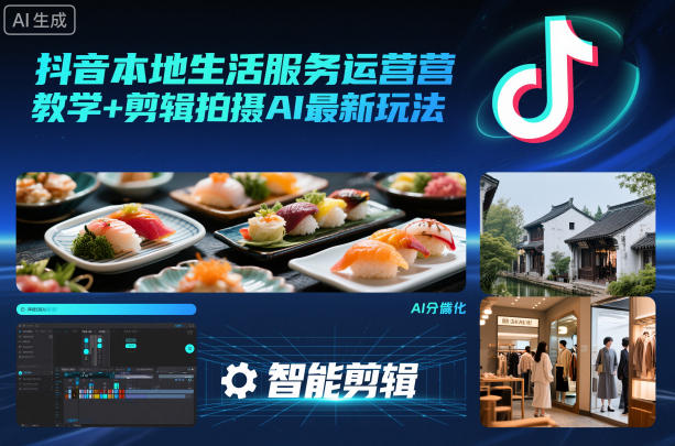 抖音本地生活服务运营教学+剪辑拍摄AI最新玩法-立业有术