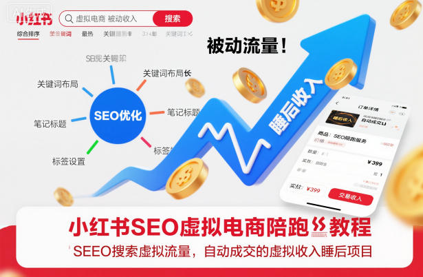 小红书SEO虚拟电商陪跑教程,实现seo搜索被动流量,自动成交的被动收入睡后项目-立业有术
