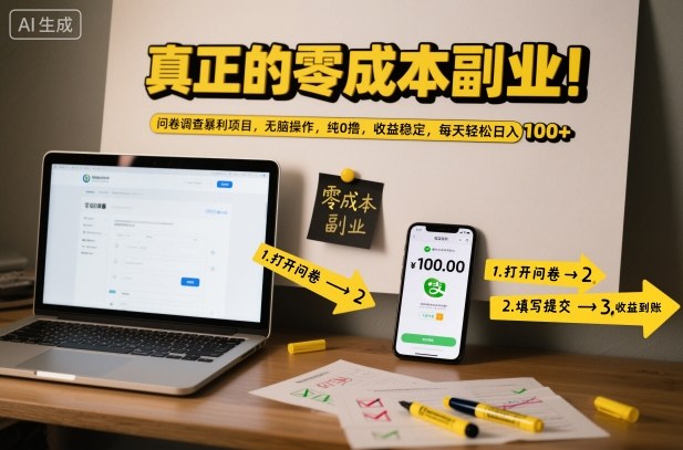 真正的零成本副业!问卷调查暴利项目,无脑操作,纯0撸,收益稳定,每天轻松日入100+【揭秘】-立业有术