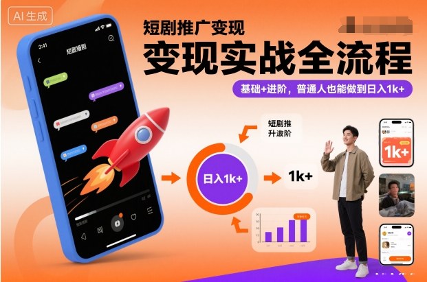 短剧推广变现实战全流程,基础+进阶,普通人也能做到日入1k+-立业有术