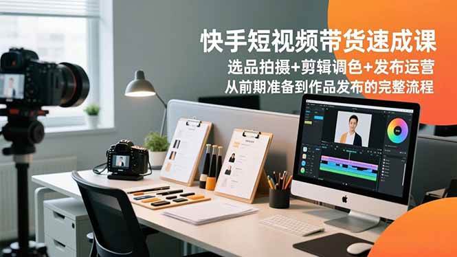 (16752期)快手短视频带货速成课,选品拍摄+剪辑调色+发布运营,从前期准备到作品发布的完整流程