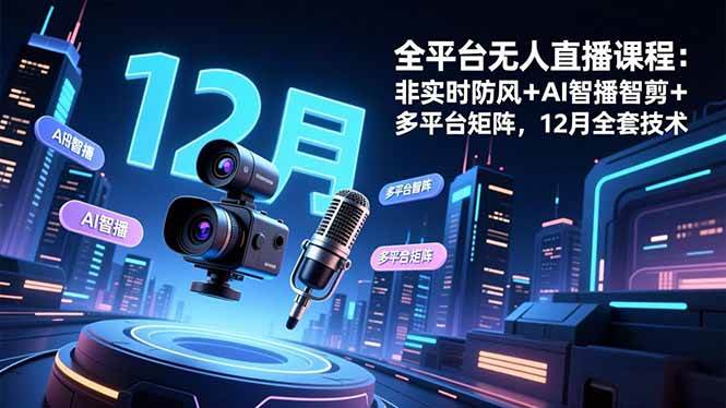 (16754期)全平台无人直播课程:非实时防风+AI智播智剪+多平台矩阵,12月全套技术