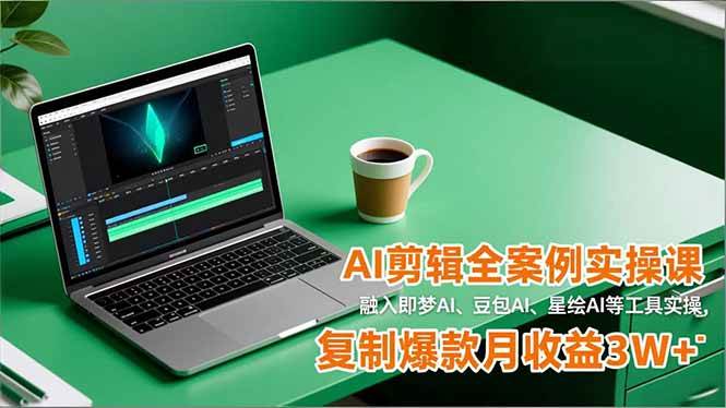(16770期)AI剪辑全案例实操课,融入即梦AI、豆包AI、星绘AI等工具实操,复制爆款月收益3W+-立业有术