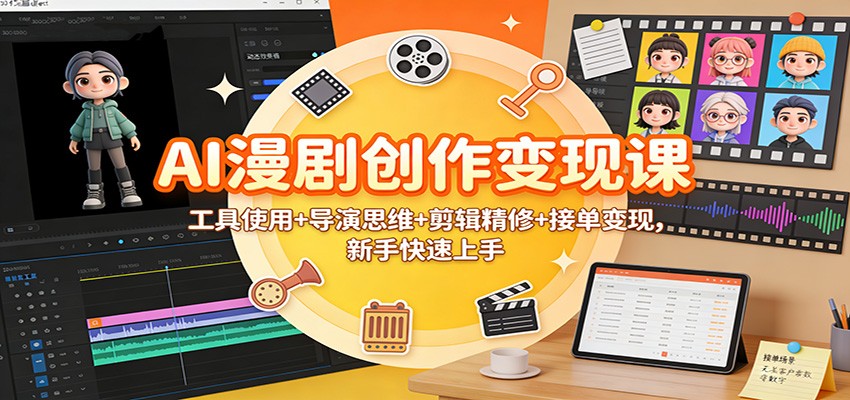 AI漫剧创作变现课:工具使用+导演思维+剪辑精修+接单变现,新手快速上手-立业有术