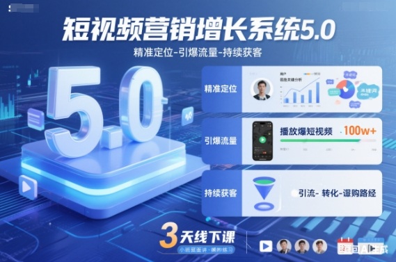 短视频营销增长系统5.0,精准定位-引爆流量-持续获客,3天线下课(音频+图片)-立业有术