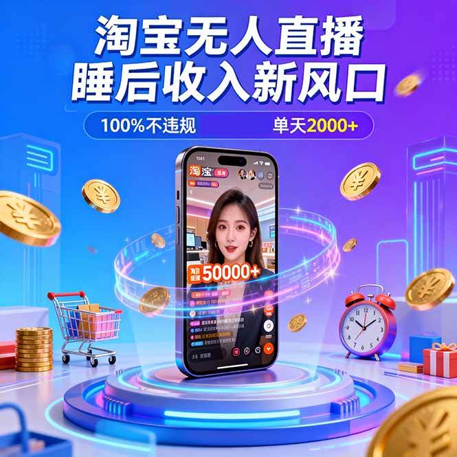 (16822期)淘宝无人直播,不违规不封号,直播100小时卖了5万,年底旺季!-立业有术