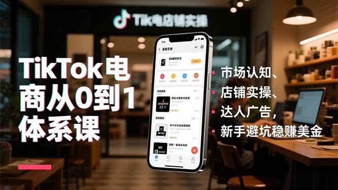 (16818期)TikTok电商从0到1体系课,市场认知、店铺实操、达人广告,新手避坑稳赚美金-立业有术