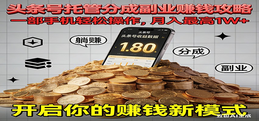 全程托管今日头条,一部手机就可以开干,最高躺赚1W+-立业有术