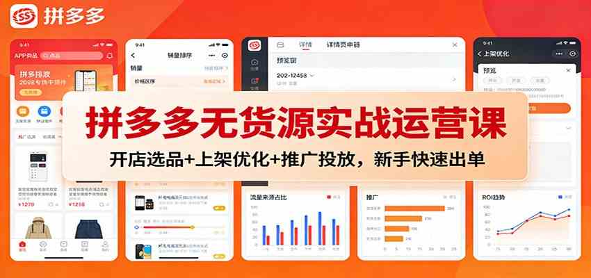 拼多多无货源实战运营课:开店选品+上架优化+推广投放,新手快速出单-立业有术
