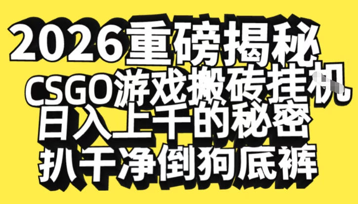 2026开年重磅解密,CSGO游戏搬砖挂G日入1k+的秘密,把倒狗的底裤扒干【揭秘】-立业有术