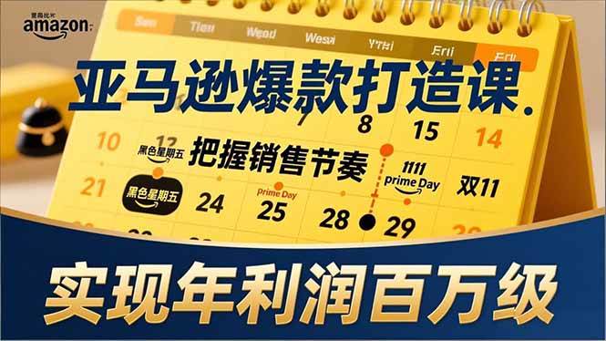(17021期)亚马逊爆款打造课,大促节点、全年规划、淡旺季打法,把握销售节奏,实现年利润百万级-立业有术