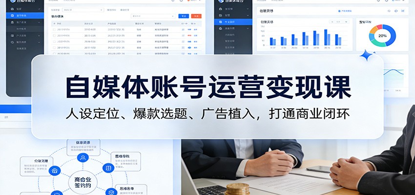 自媒体账号运营变现课:人设定位、爆款选题、广告植入,打通商业闭环-立业有术