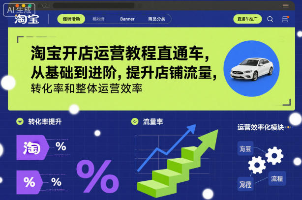 淘宝开店运营教程直通车,从基础到进阶,提升店铺流量,转化率和整体运营效率(更新26年1月)-立业有术