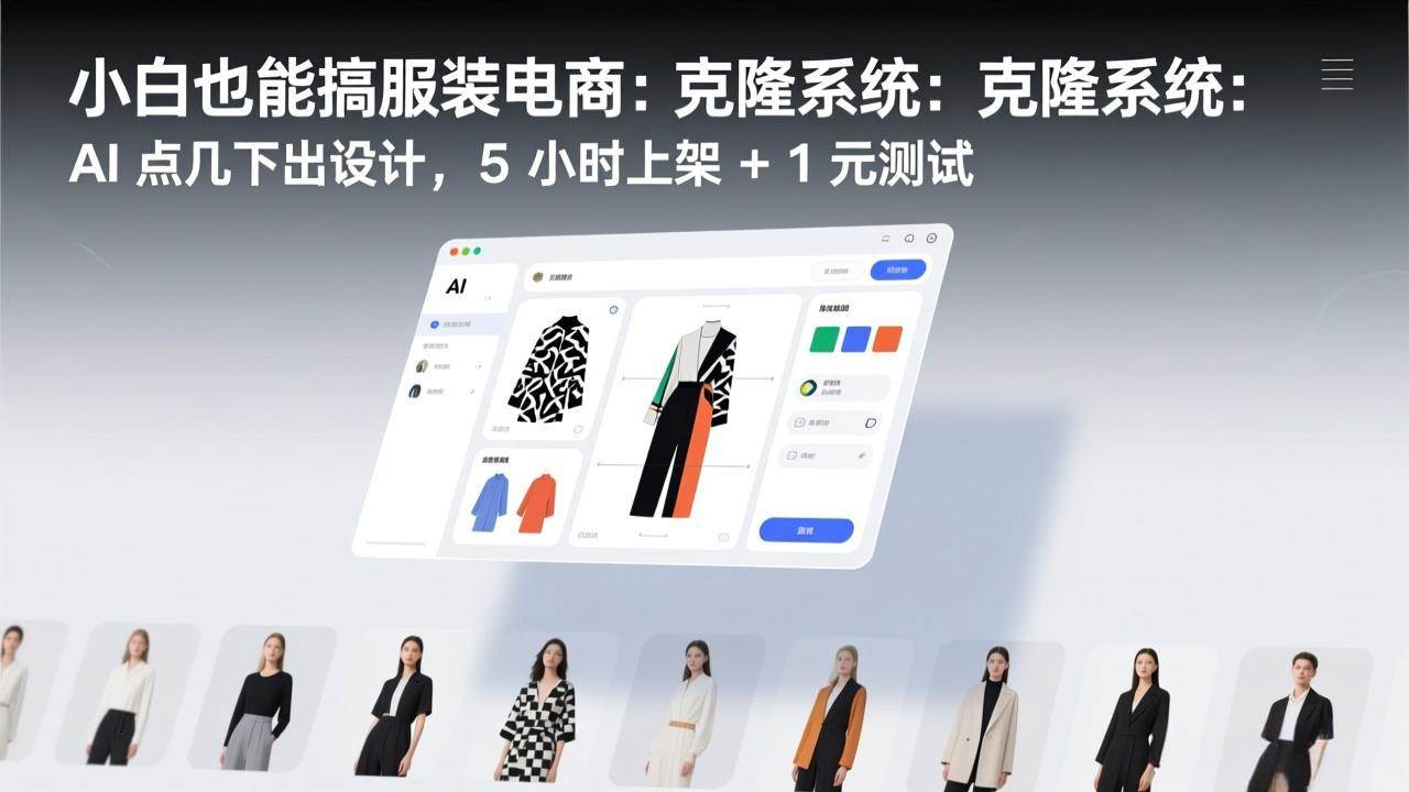 (17411期)小白也能搞服装电商:克隆系统:AI 点几下出设计,5 小时上架 + 1 元测试-立业有术