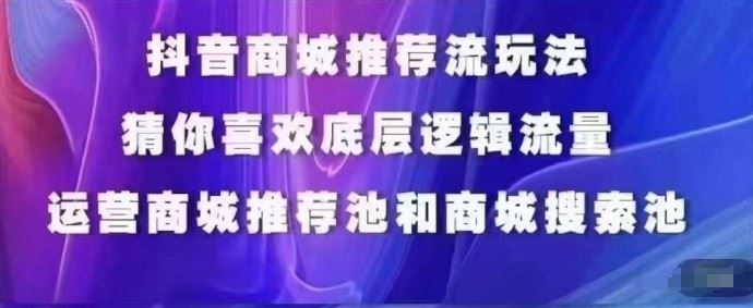抖音商城运营课程，猜你喜欢入池商城搜索商城推荐人群标签覆盖-立业有术