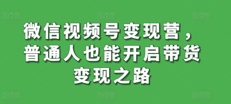 微信视频号变现营，普通人也能开启带货变现之路-立业有术