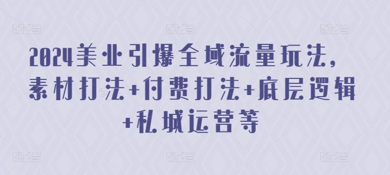 2024美业引爆全域流量玩法，素材打法 付费打法 底层逻辑 私城运营等-立业有术
