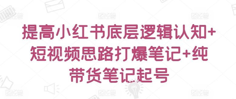 提高小红书底层逻辑认知+短视频思路打爆笔记+纯带货笔记起号-立业有术