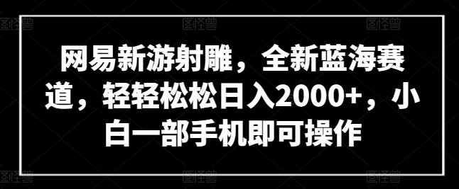 网易新游射雕，全新蓝海赛道，轻轻松松日入2000+，小白一部手机即可操作【揭秘】-立业有术