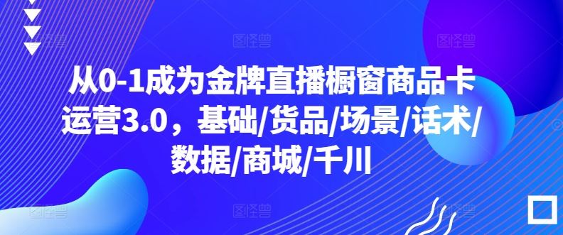 从0-1成为金牌直播橱窗商品卡运营3.0，基础/货品/场景/话术/数据/商城/千川-立业有术