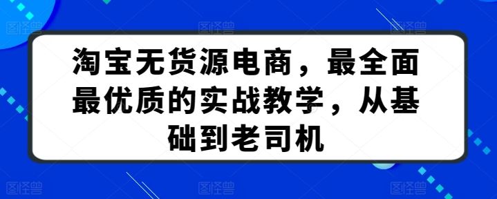 淘宝无货源电商，最全面最优质的实战教学，从基础到老司机-立业有术