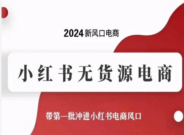 2024新风口电商，小红书无货源电商，带第一批冲进小红书电商风口-立业有术