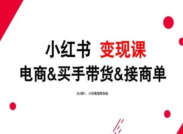 2024年最新小红书变现课，电商&买手带货&接商单，从0到1，小白高效轻创业-立业有术