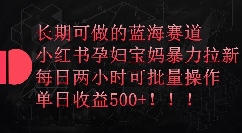 长期可做的蓝海赛道，小红书孕妇宝妈暴力拉新玩法，每日两小时可批量操作，单日收益500+【揭秘】-立业有术